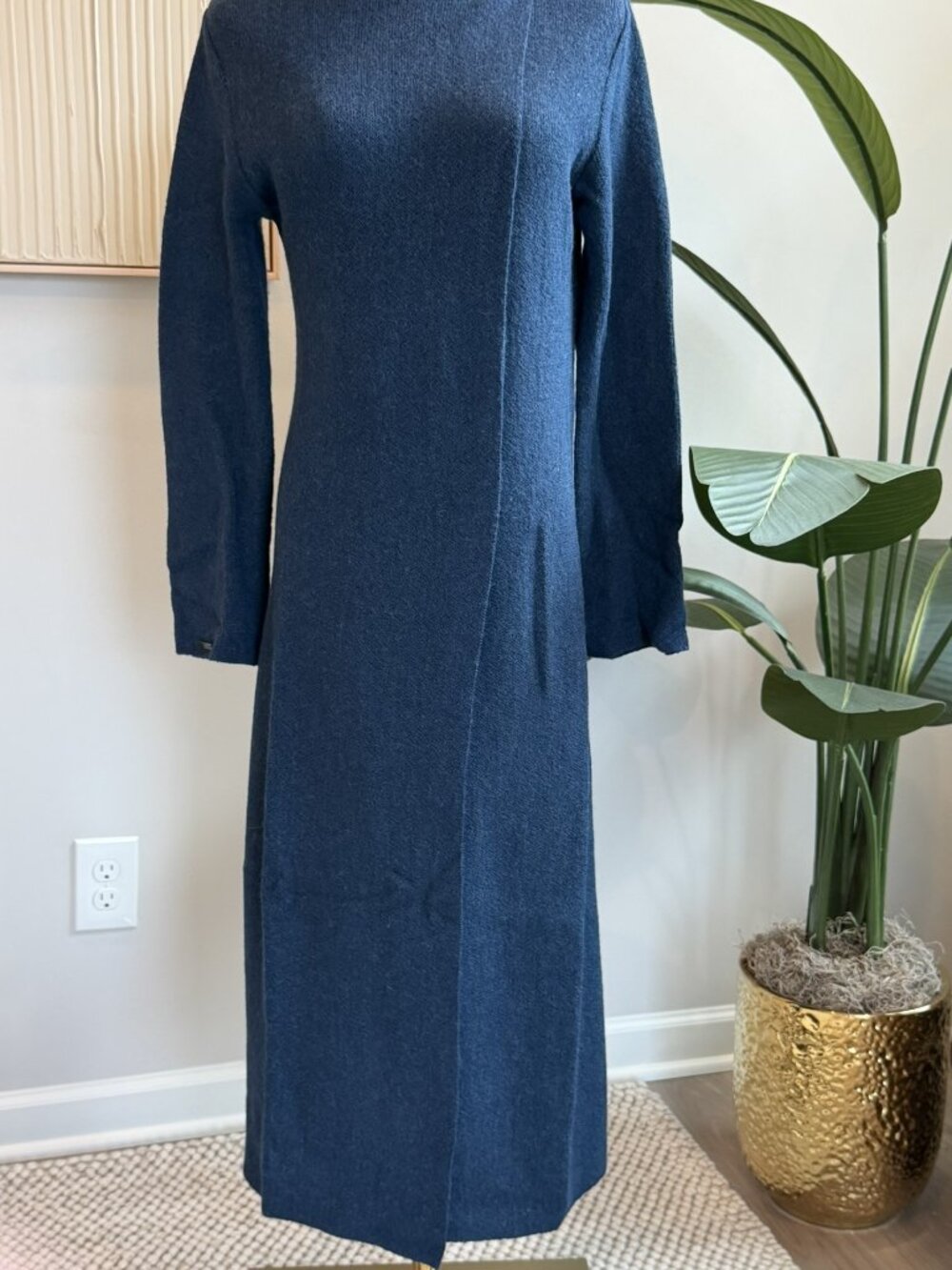 Carina Hildebrandt The Signature Knit Coat 100% Baby Alpaca wool Peru 8/10 Denim
